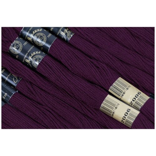 Нитки мулине ПНК Кирова цвет 2006, баклажан, 12х10 м (МУЛ.2006)