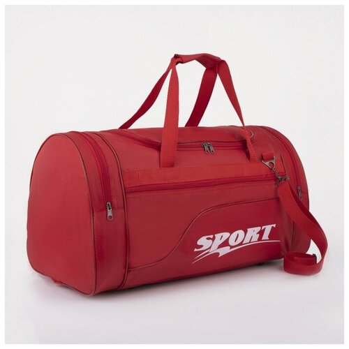 фото Сумка спортивная, отдел на молнии, 3 наружных кармана, длинный ремень, цвет красный amen