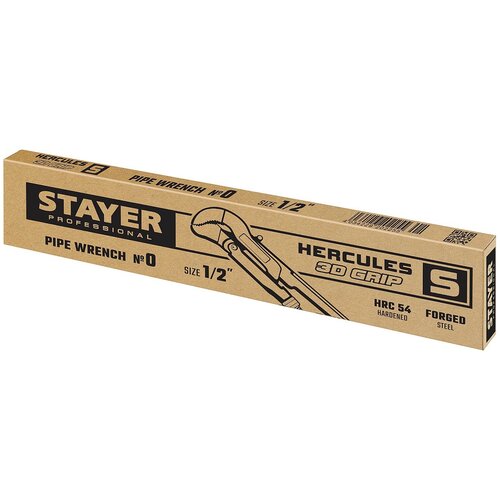 STAYER HERCULES-S, №0, ключ трубный, изогнутые губки