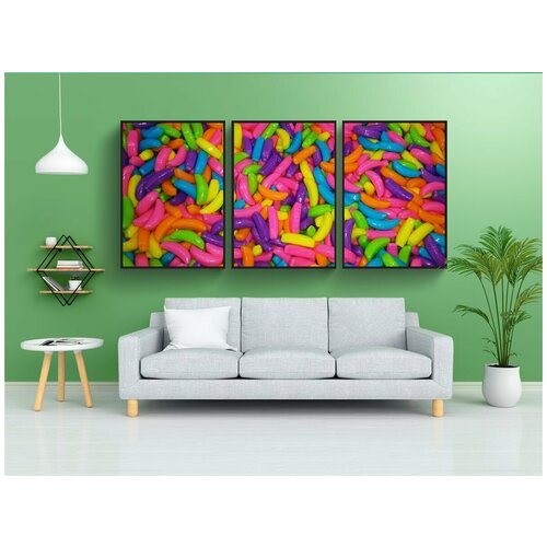 фото Набор модулных постеров для интерьера "конфеты, цвета, стороны" 60x90 см. в тубусе, без рамки lotsprints