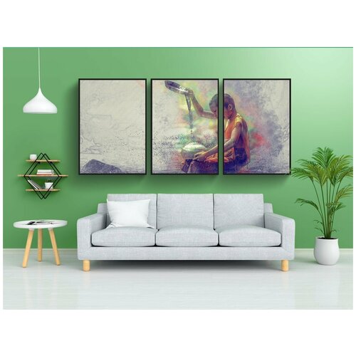 фото Набор модулных постеров для интерьера "древний, медитация, архитектуры" 60x90 см. в тубусе, без рамки lotsprints