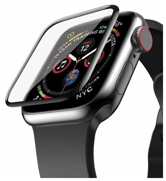 Защитное стекло для часов Apple Watch Ultra 49 mm полное покрытие с черной рамкой