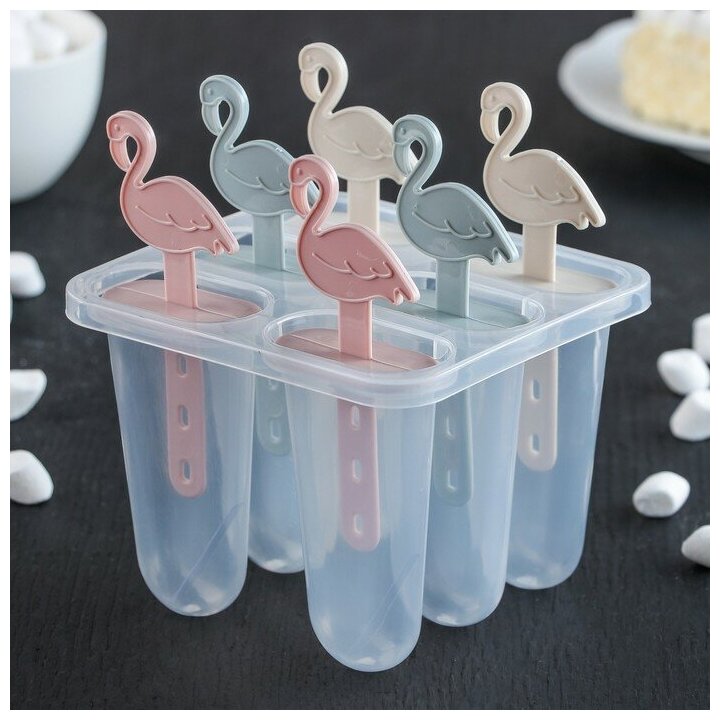 Форма для мороженого «Фламинго», 11×11×14 см, 6 ячеек, цвет микс./ В упаковке: 1