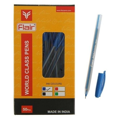 Ручка шариковая Flair Noki, полосатый корпус, узел-игла 0.5 мм, масляная основа, стержень синий