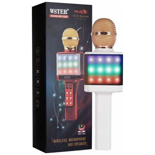 Колонка микрофон Bluetooth Mp3 караоке WS-1828 белый 183000₽