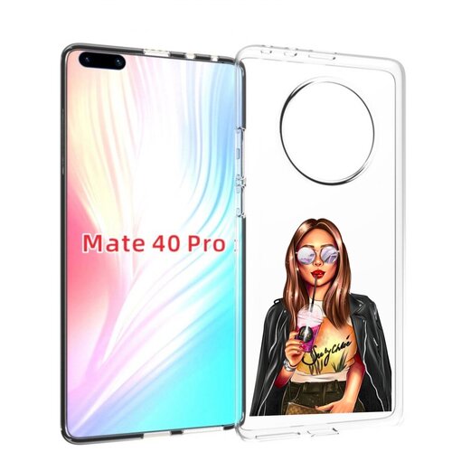 Чехол MyPads девушка-с-фиолетовым-коктейлем женский для Huawei Mate 40 Pro (NOH-NX9) задняя-панель-накладка-бампер