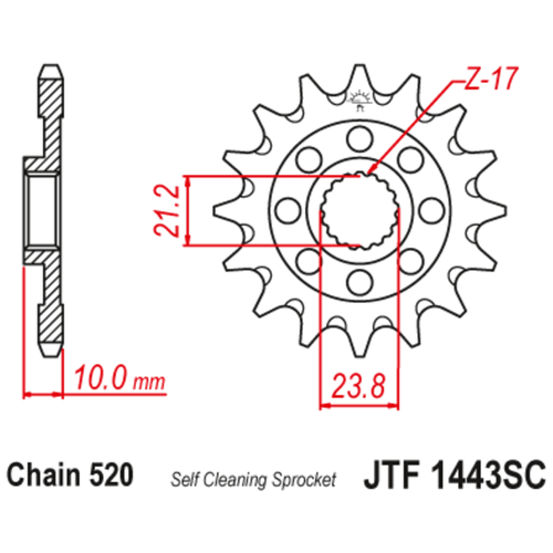 Запчасти JT Звезда ведущая , JT 1443.13SC