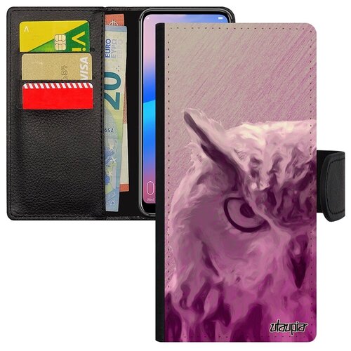 фото Защитный чехол-книжка для мобильного // galaxy a12 // "сова" птица сыч, utaupia, розовый