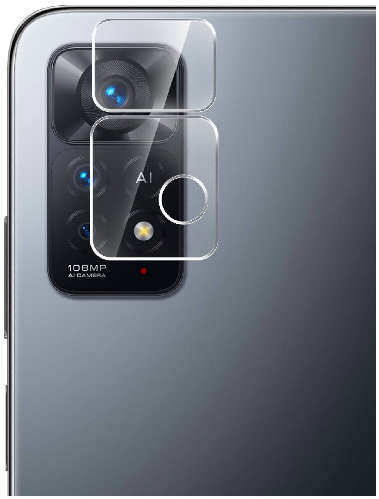 Защитное стекло на Xiaomi Redmi Note 11 Pro (Ксиоми Редми Нот 11 Про) гибридное - пленка + стекловолокно на Камеру 2 шт Brozo