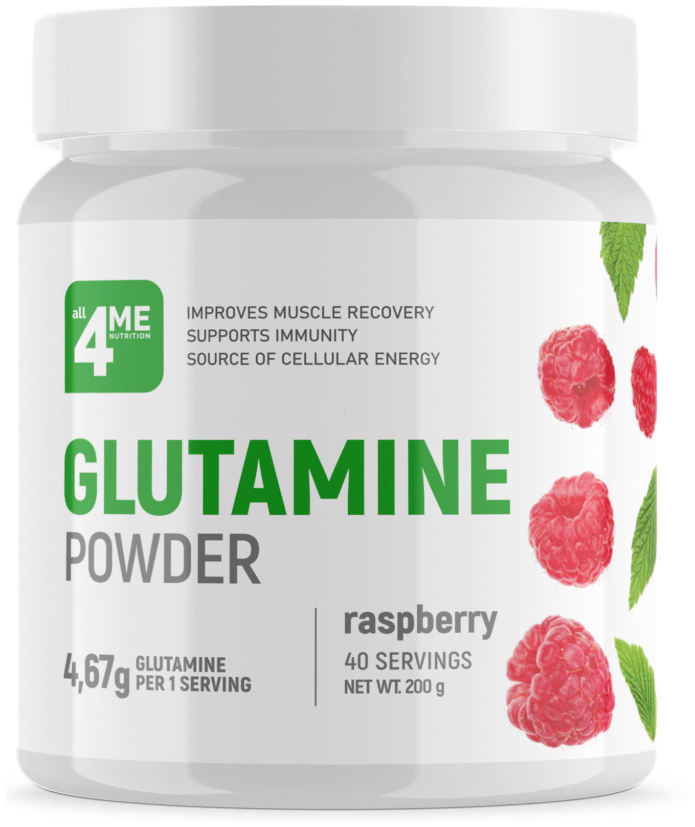 L-Glutamine 4Me Nutrition Glutamine 200 г, Малина