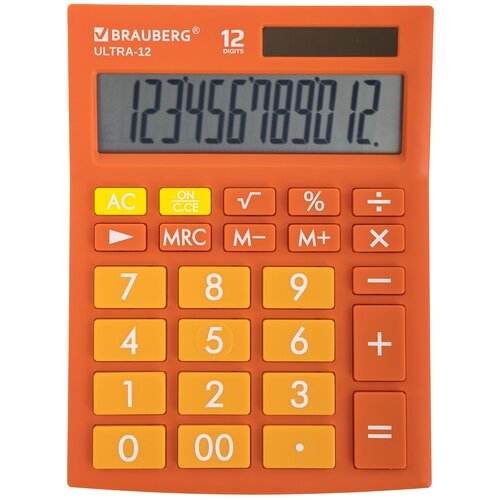 Калькулятор настольный BRAUBERG Ultra-12, оранжевый, 3 шт.