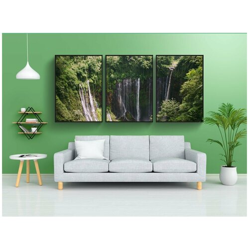 фото Набор модулных постеров для интерьера "водопад, tumpaksewu, маланга" 60x90 см. в тубусе, без рамки lotsprints