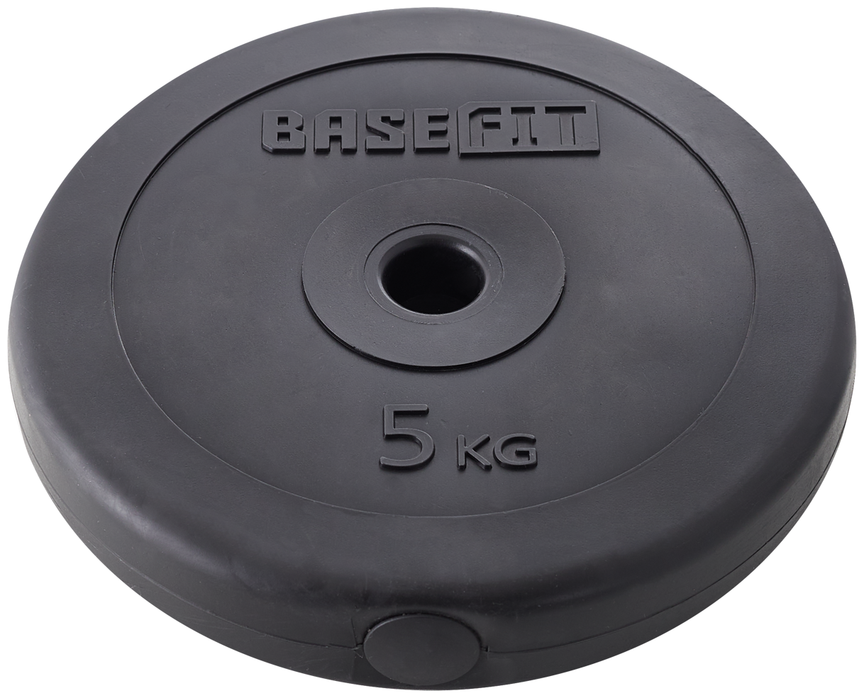 Диск пластиковый BASEFIT BB-203 5 кг, d=26 мм, черный, 2 шт.