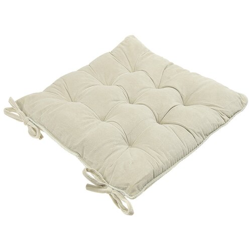 Подушка на стул House-wares, 40х40х5 см., с кантом, бежевый, велюр, 100% полиэстер, наполнитель синтепон