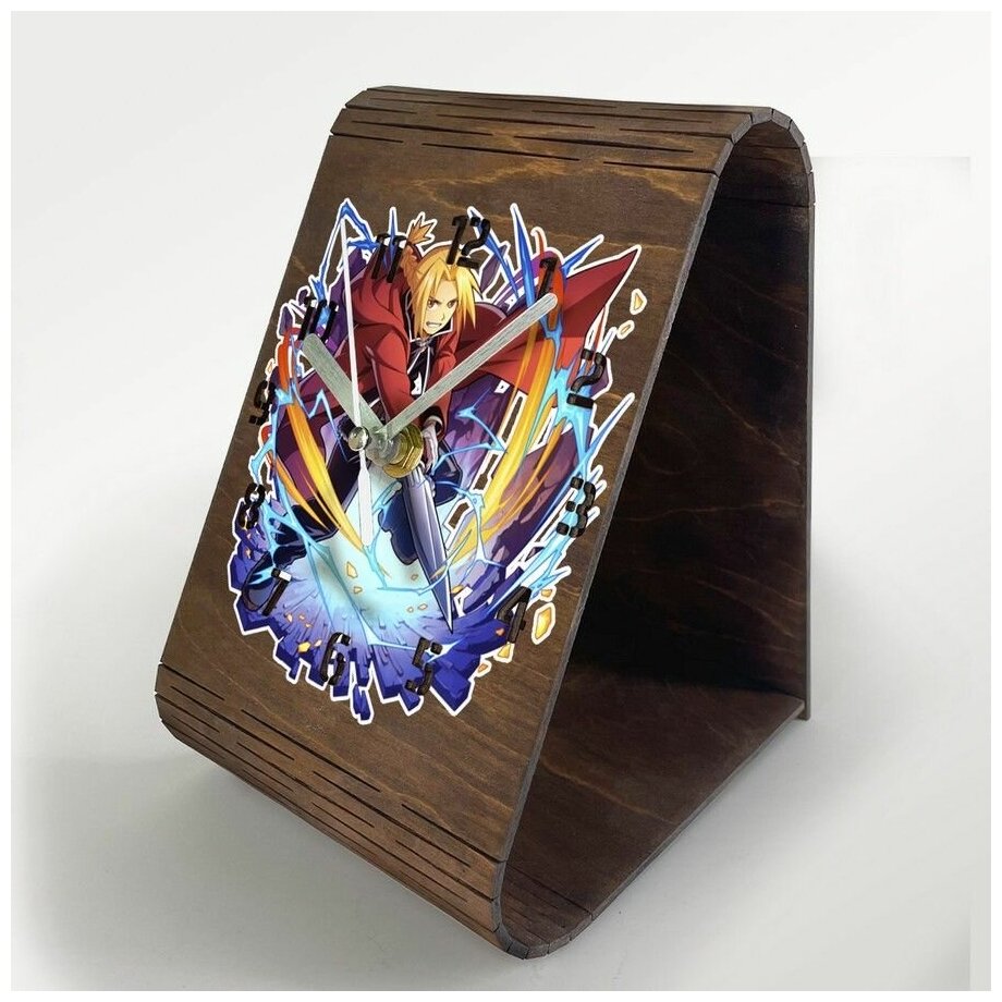 Настольные часы из дерева, цвет венге, яркий рисунок Fullmetal Alchemist (Стальной алхимик) - 234