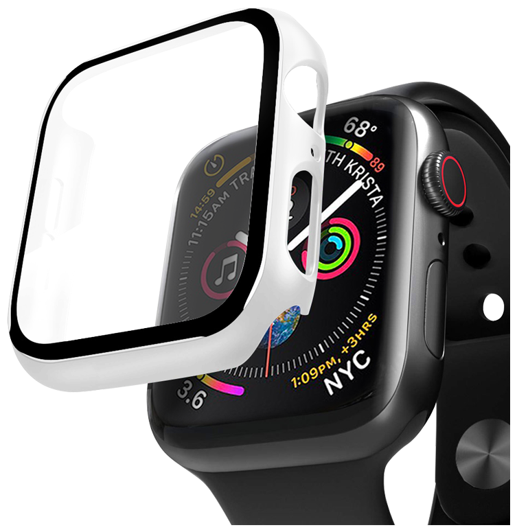 Кейс со стеклом для Apple Watch 4/5/6/SE/6/SE series белый, 44 мм, Deppa 47162