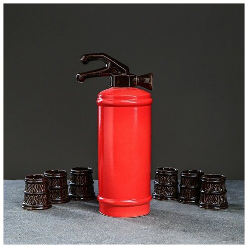 фото Набор для вина"огнетушитель", 7 предметов в наборе, 1,1 л / 0,1 л, микс керамика ручной работы 73309 .