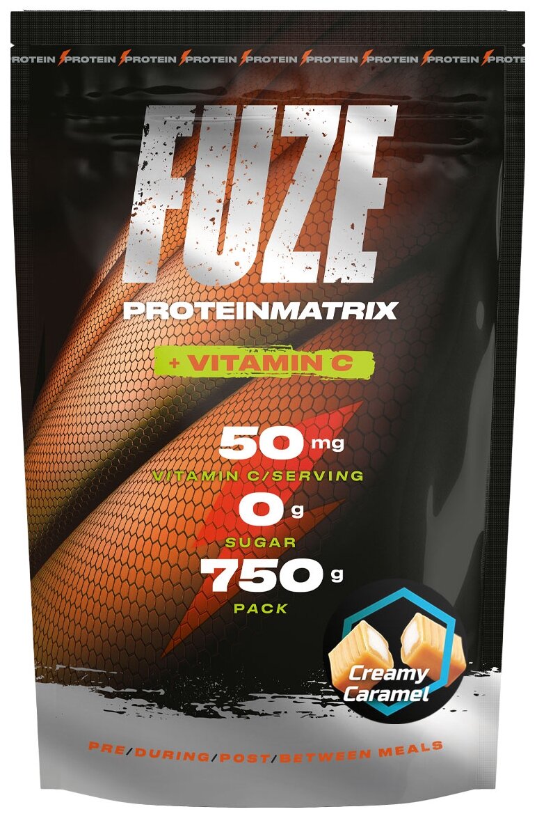 Мультикомпонентный протеин от FUZE "4UZE 47% + vitamin C" 750 г : Сливочная карамель