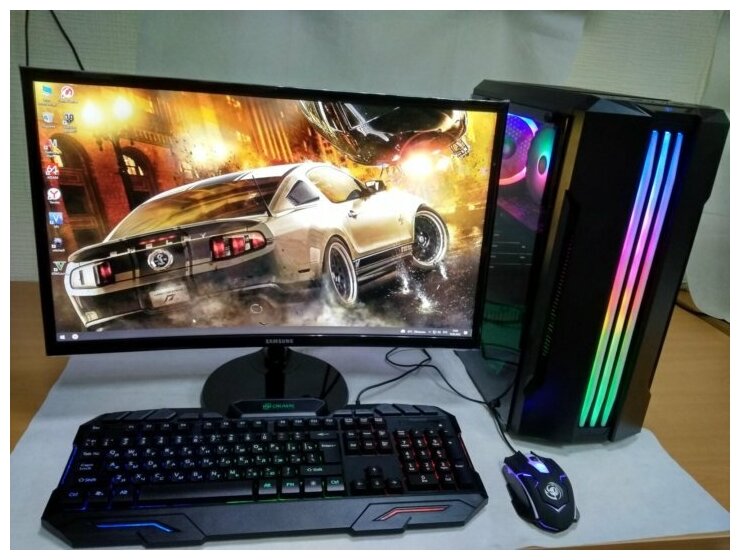 Компьютер для игр и учебы i7/RX-460/16GB/SSD-128/НDD-500/Монитор 24"