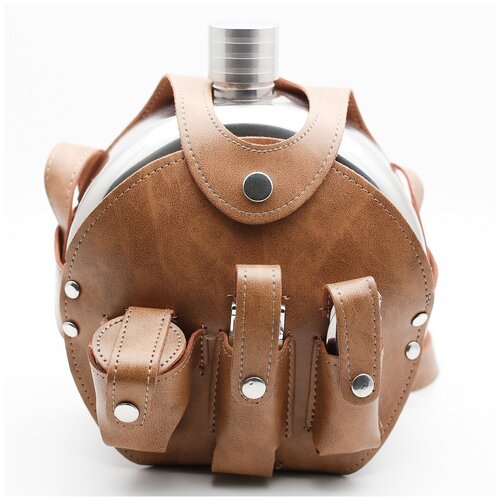 Подарочный туристический набор (Фляга 1200 мл с 3 стопками, многофункциональный перочинный нож, зажигалка) / Фляга походная