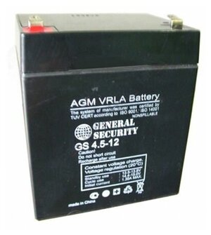 Свинцово-кислотный аккумулятор General Security GS 4.5-12 (12 В, 4.5 Ач)