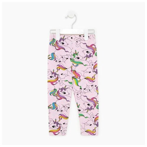 Лосины для девочки, цвет светло/сирень единорог, рост 92