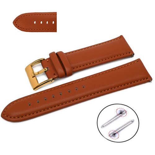 фото Кожаный ремешок для наручных часов 22мм светло коричневый axiver