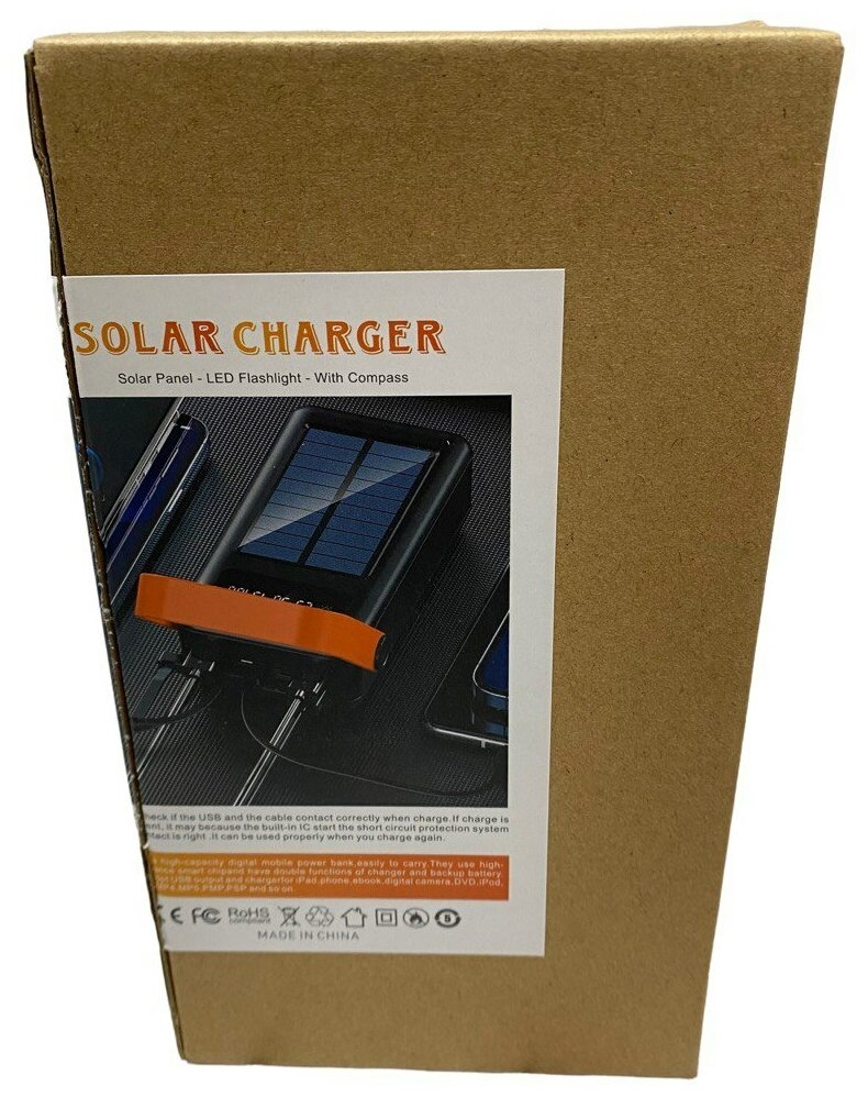 Внешний аккумулятор 7EXNANO Solar Charger, 60000 mAh, Солнечная батарея, Индикатор, Лампа, Черный