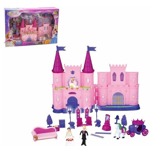 Купить Замок для кукол «Кукольный замок» с аксессуарами, световые и звуковые эффекты, Сима-ленд, розовый, пластик