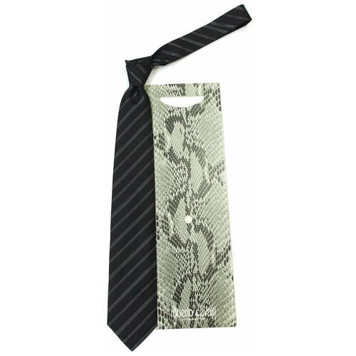 Черный галстук с серебристыми полосками Roberto Cavalli 824525