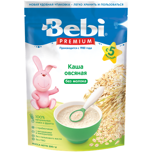 Каша Bebi безмолочная овсяная, с 5 месяцев bebi premium молочная каша кукурузная с 5 мес 200 гр 9шт