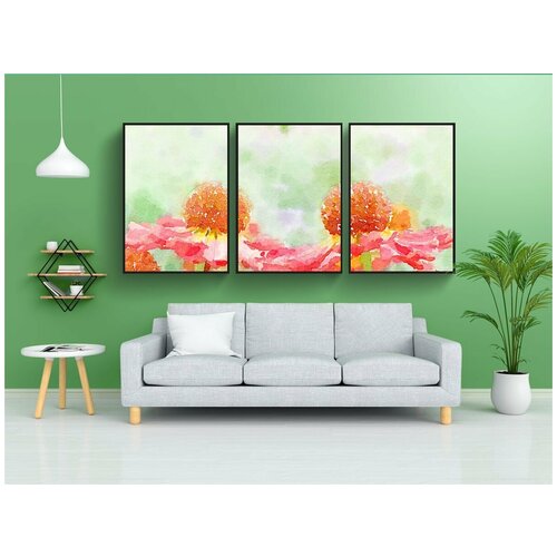 фото Набор модулных постеров для интерьера "акварель, изобразительное искусство, цветок" 60x90 см. в тубусе, без рамки lotsprints