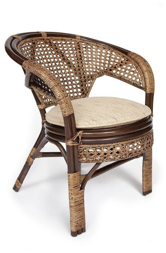 Комплект TetChair "PELANGI" 02/15 ( стол со стеклом + 4 кресла ) [без подушек] ротанг, walnut (грецкий орех) - фотография № 2