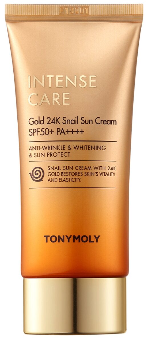 Солнцезащитный крем с улиточной слизью TONY MOLY Intense Care Gold 24K Snail Sun Cream SPF50+/PA++++ , 50 мл.