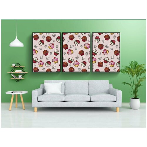 фото Набор модулных постеров для интерьера "торт, кекс, милая" 60x90 см. в тубусе, без рамки lotsprints