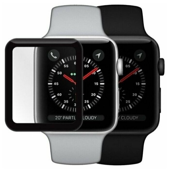 Гибридное стекло Mobius для смарт-часов Apple Watch 3 3D Full Cover (42 мм)