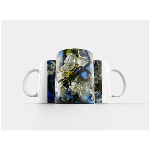 фото Кружка "цветущая вишня, белые цветы, фруктовое дерево" 320 мл lotsprints
