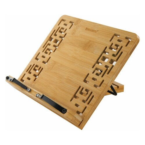 фото Подставка для книг и планшетов бамбуковая резная brauberg, 28х20 см, регулируемый угол, 237897