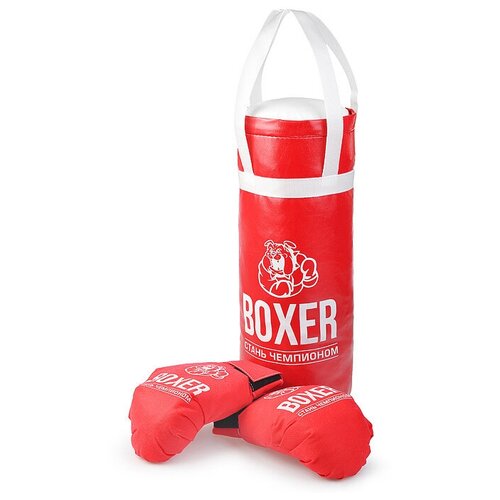 фото Игрушечный боксёрский набор (груша - экокожа; перчатки - текстиль) 98818 микс (чёрный,синий,красный) ооо "пк лидер"
