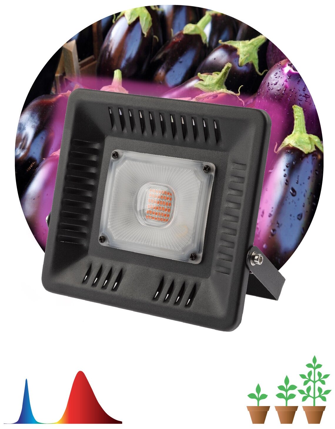 Фитопрожектор для растений светодиодный ЭРА FITO-50W-LED-BLUERED для цветения и плодоношения 50Вт красно-синего спектра - фотография № 1