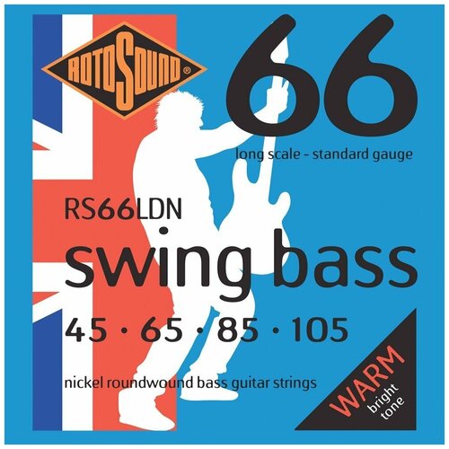 Струны для бас-гитары, никелевое покрытие, 45-105 - ROTOSOUND RS66LDN BASS STRINGS NICKEL набор струн rotosound swing bass 66 rs665ldn 1 уп