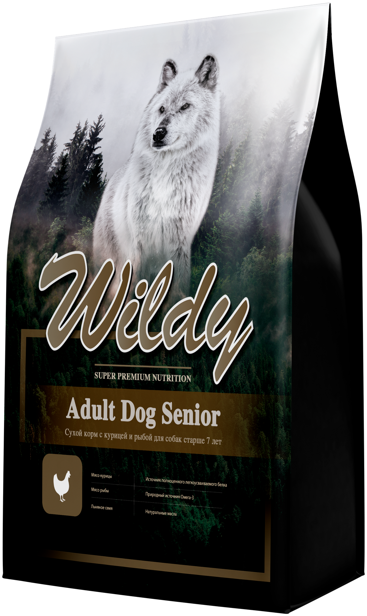 WILDY ADULT DOG SENIOR для пожилых собак всех пород старше 7 лет с курицей и рыбой (15 кг)