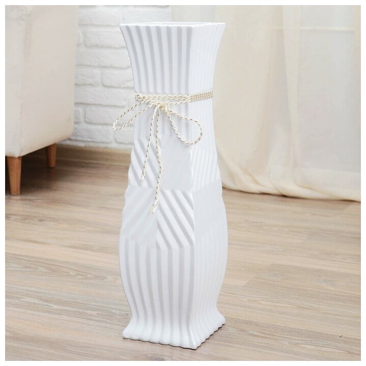 фото Ваза керамика напольная "Данте" зигзаг со шнурком, 15х60 см