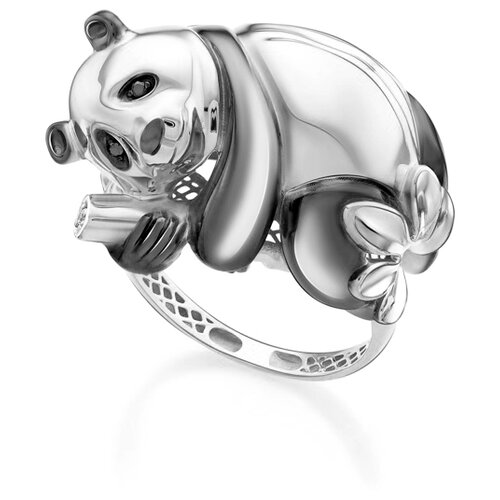 фото Кольцо из белого золота кюз del'ta dд110039б с бриллиантом и чёрным бриллиантом diamant-online