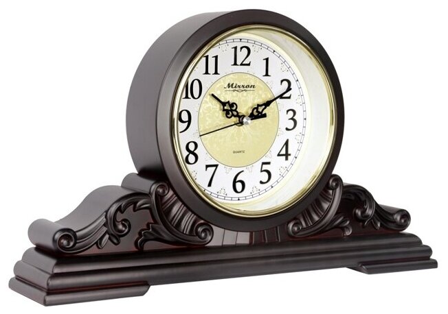 Настольные винтажные черно-коричневые часы MIRRON SN30C ТДБ /Декоративные классические каминные часы/Интерьерные часы коричневые с черным/часы под старину