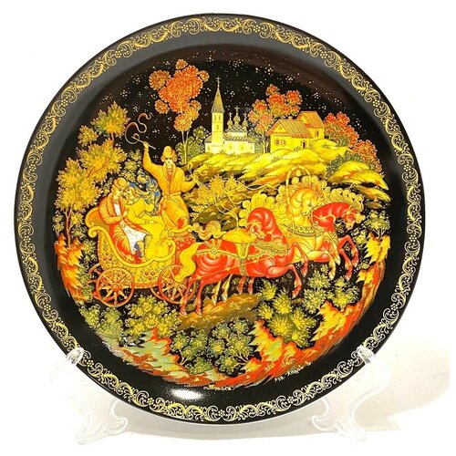 Тарелка фарфоровая, декоративная, диаметр 20 см. Палех 