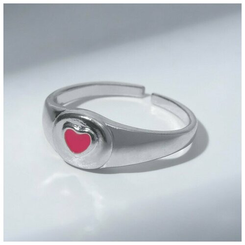 Кольцо Queen Fair, эмаль, безразмерное, розовый, серебряный кольцо queen fair эмаль безразмерное серебряный розовый