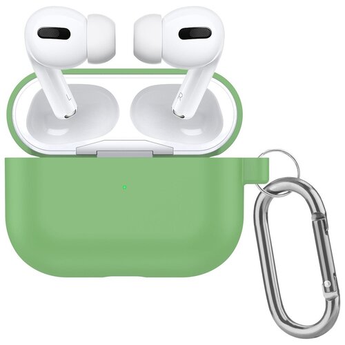 фото Чехол силиконовый для airpods pro (12), зеленый, с карабином китай