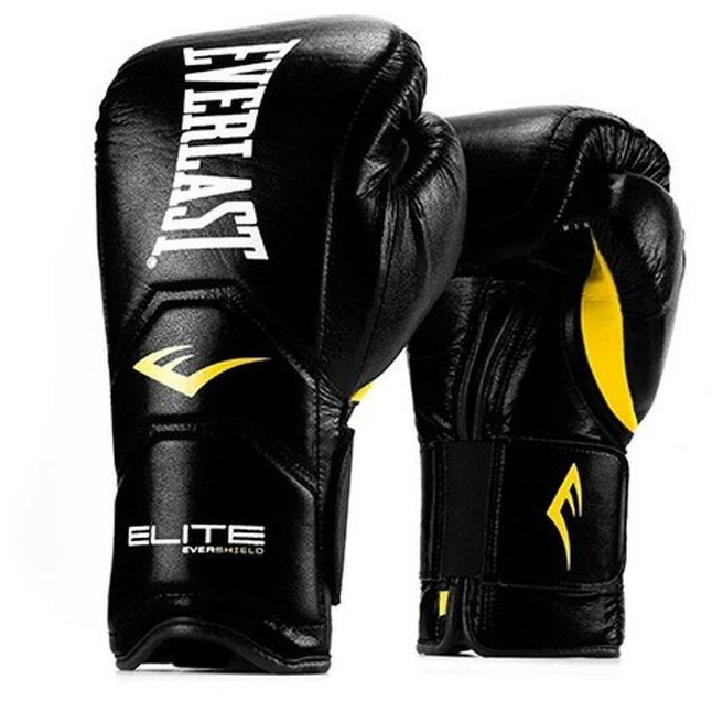 Перчатки тренировочные на липучке Everlast Elite Pro 18oz черные