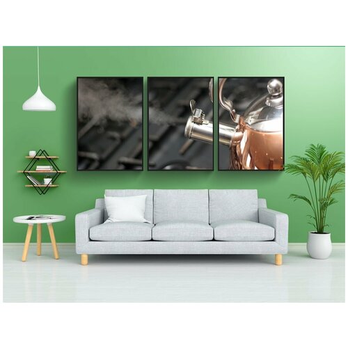 фото Набор модулных постеров для интерьера "чайник, медь, пар" 60x90 см. в тубусе, без рамки lotsprints